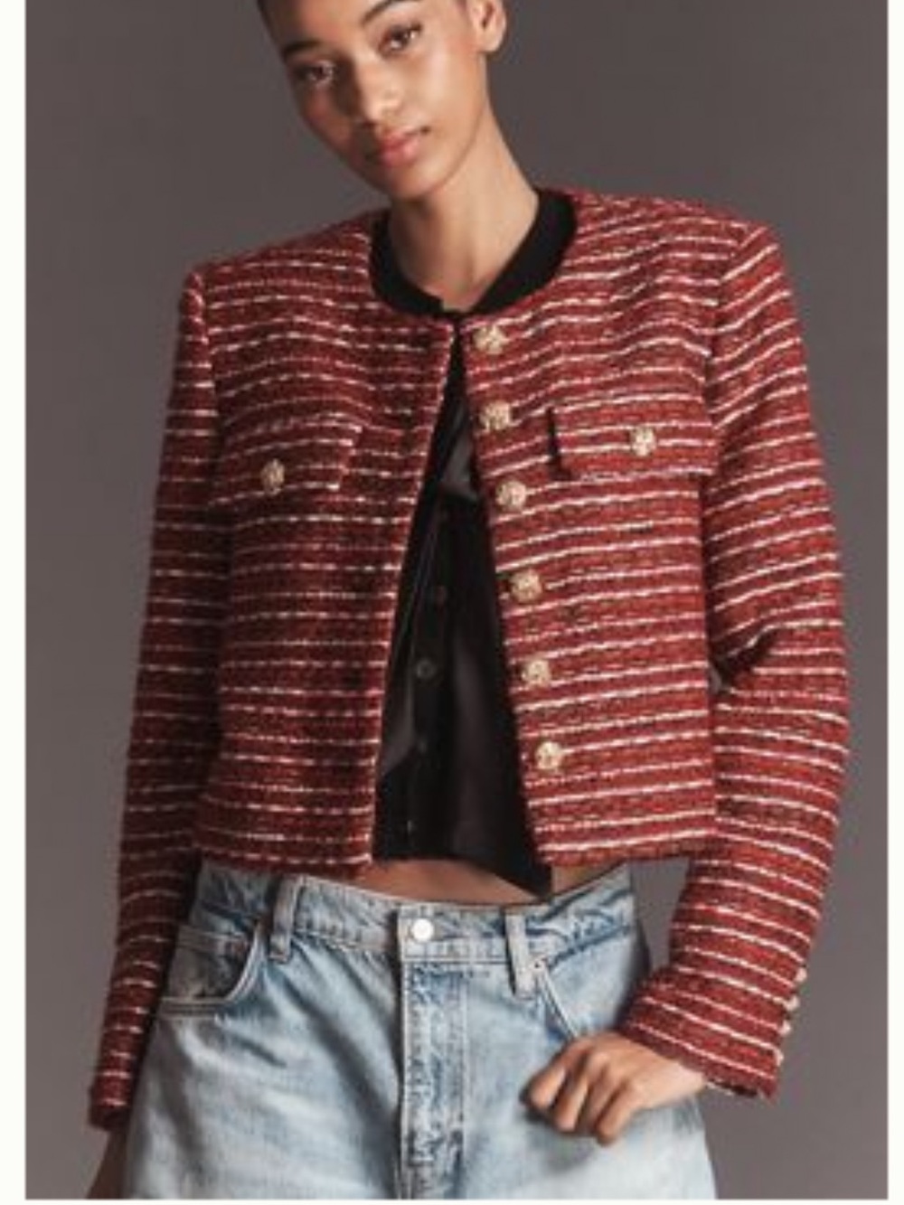 Endless Rose Tweed Lady Jacket, Small, Wine